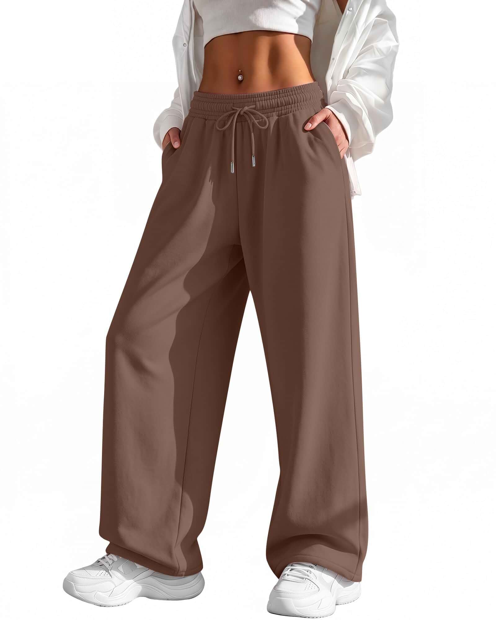 Women Baggy Sweatpants Wide Leg Pants with Pockets Elastic Drawstring Waist, Casual Lounge Travel Pants, Womens Streetwear with Pockets, Y2K Baggy Sweatpants for Dance Gym