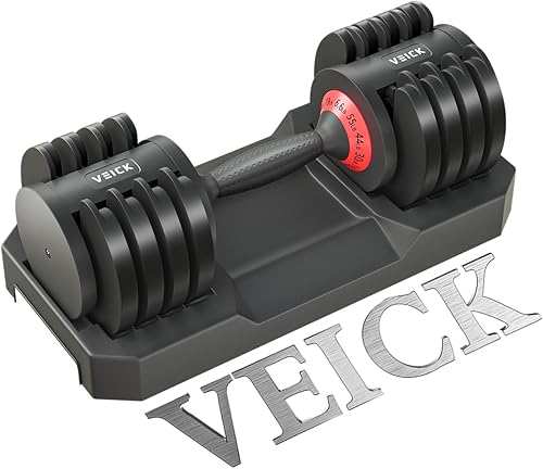 VEICK Adjustable Dumbbell Set, 5 in 1 Free Dumbbell for Men and Women, Black Dumbbell for Home Gym, Full Body Workout Fitness, Fast Adjust by