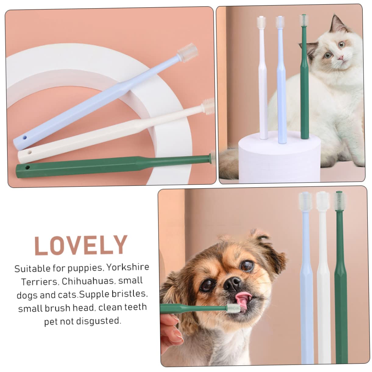 POPETPOP Elegant Portable Toothbrush for Dogs Cats Gentle Bristles for Easy Cleaning