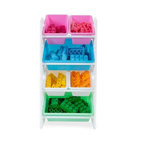 Miniatura 6 de UNiPLAY Organizador de juguetes con 6 contenedores de almacenamiento extraíbles, organizador de múltiples contenedores para libros, bloques de