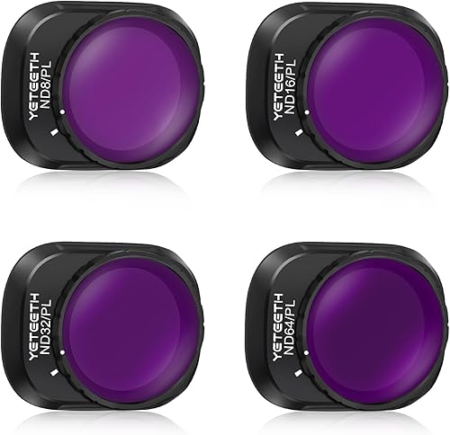 YETEETH Juego de filtros NDPL para DJI Mini 4 Pro, paquete de 6 (ND16PL ND32PL ND64PL) vidrio HD multicapado, sin color fundido y elimina