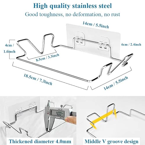 Miniatura 6 de Soporte para bolsas de basura para puertas de gabinete y armarios, soporte de bolsa de basura montado en la pared con adhesivo de acero inoxidable,