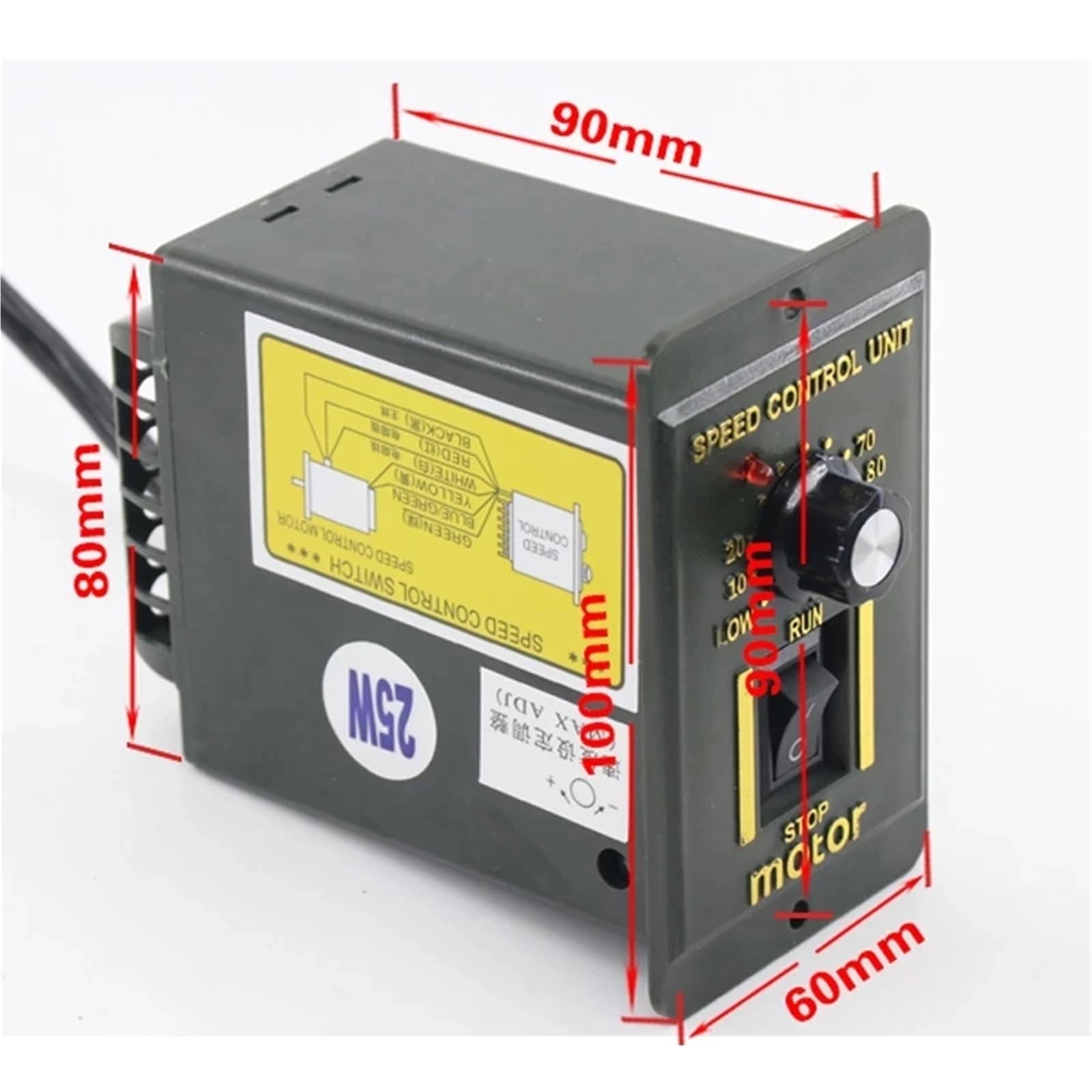 Controlador de velocidad del Motor AC 220V desaceleración regulador de velocidad del Motor hacia adelante y marcha atrás 6 puertos de conexión de una sola 6W-250W(6W,Without CW CCW)