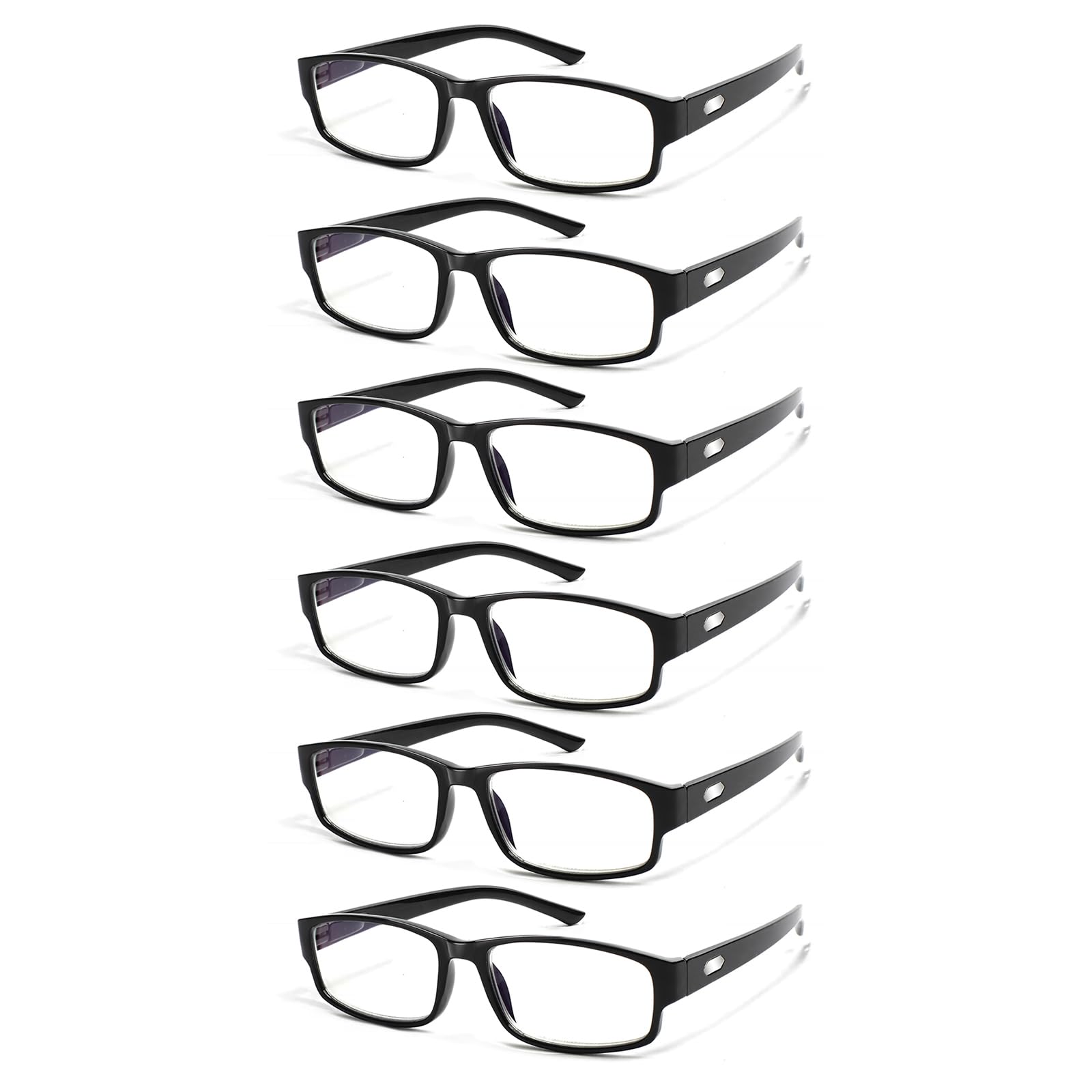COJWIS Pack de 6 gafas de lectura para hombre y mujer, filtro de luz azul, gafas antiluz azul, gafas para videojuegos, gafas de moda, ayuda para la lectura