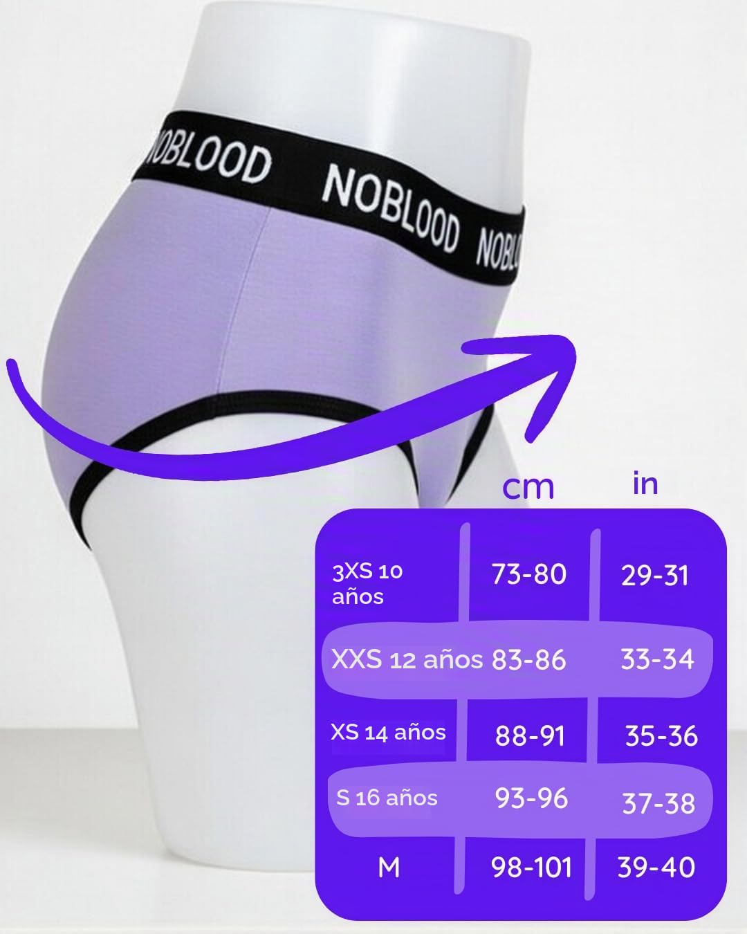 NoBlood - 3 Bragas Menstruales Niñas 10-18 años Flujo Abundante Algodón | Para adolescentes: shorts menstruales cómodos para chicas activas. Perfectos para el día a día y el deporte.