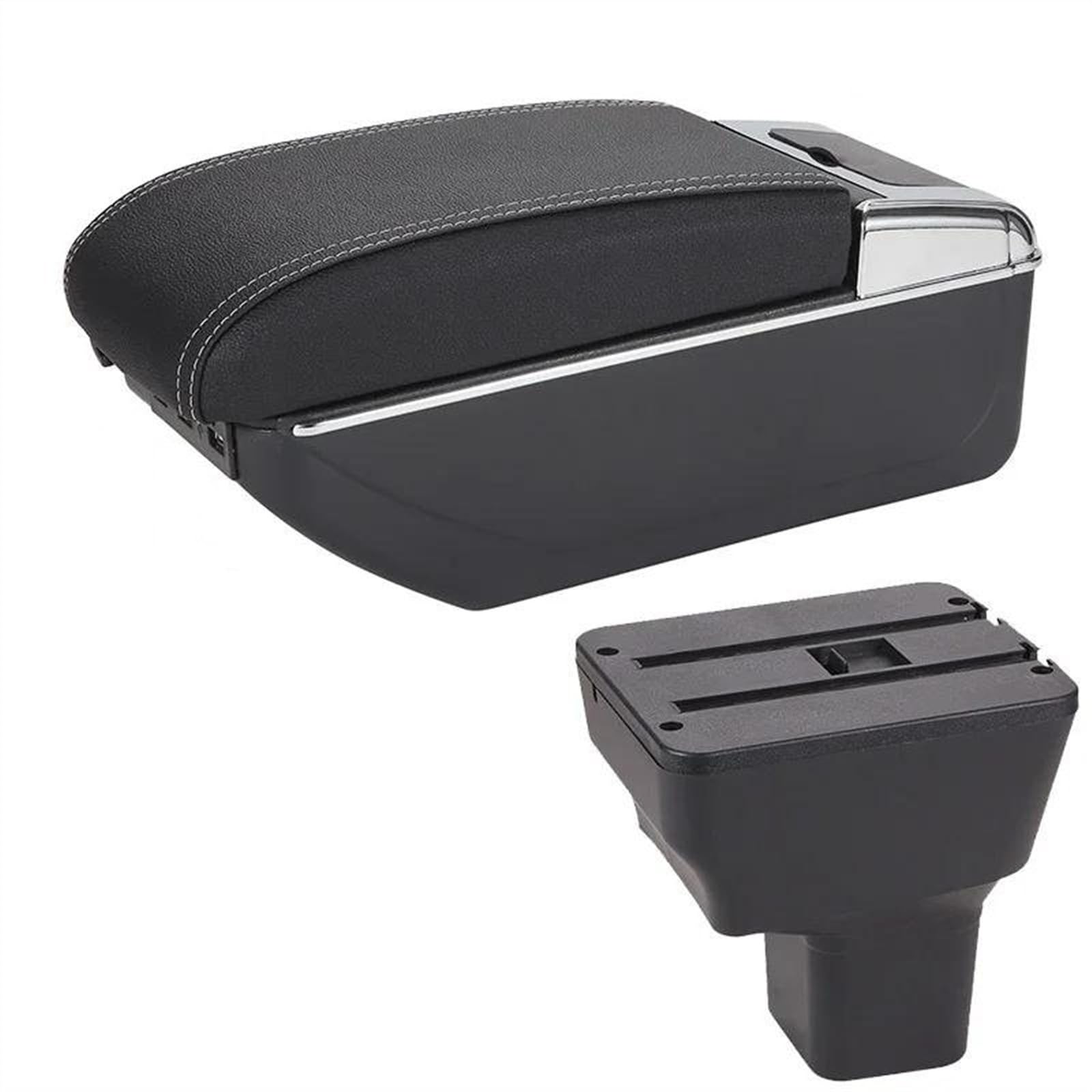 NMJLQW Storage Rack Car Center Console Storage Box Multifunctional Armrest Storage Box Interior Accessories For Kicks 2016-2021(B3 Black white 7USB)
