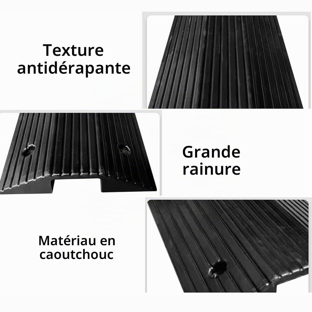 Rampe De Pont De Transition Rampe De Seuil en Caoutchouc pour Portes, Rampe De Transition Portable Rampe D'entrée Charge Élevée, Rainure Large 12cm Hauteur 6/8cm(3" Rise/40x40x8cm)