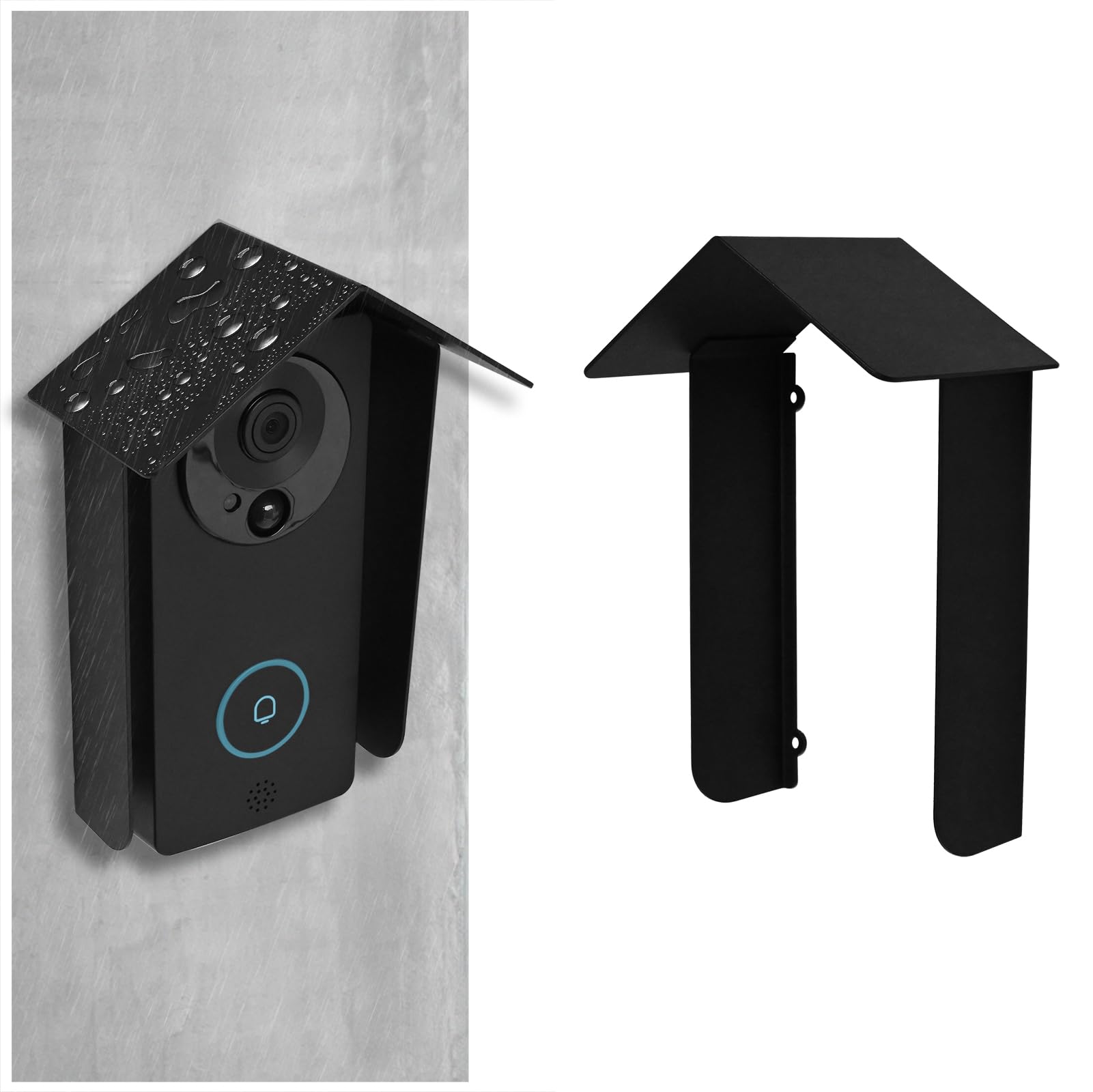 Jinfrey Black Ring Doorbell Rain Cover Weatherproof For Outside, Metal Anti-Glare Door Bell Chime Cover, Garage Door Video Keypad Access Control Keypad Cover For Most Video Doorbells