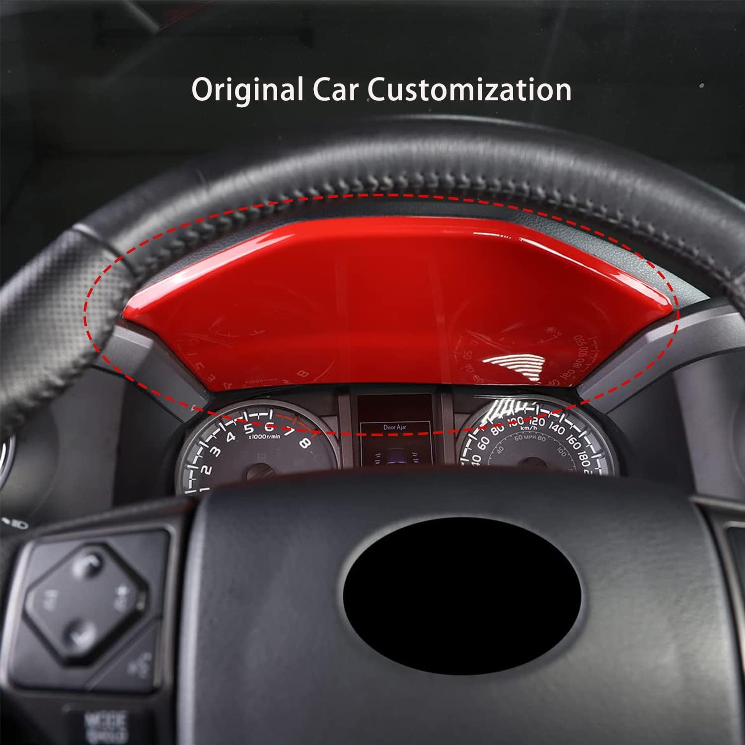 Dashboard Speed Meter Display Cover Trim for Toyota Tacoma 2016 2017 2018 2019 2020 2021 2022 2023 Red Interior Decoration Car Accessories 2PCS ABS