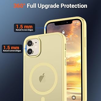 SUPFINE Magnetic for iPhone 12 Case/iPhone 12 Pro Case (Compatible with MagSafe)(Military Grade Drop Protection) Slim Translucent Matte with Anti-Fingerprint Phone Case,Buttercream Yellow