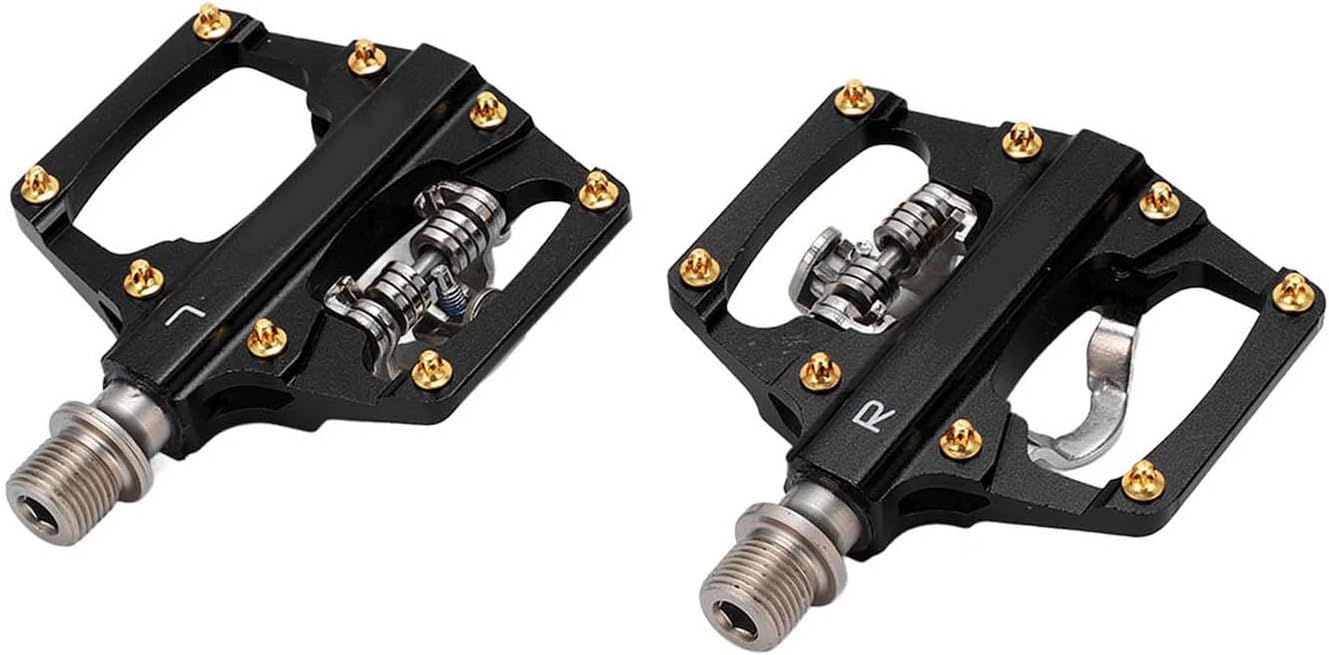 MEROCA Dual Sided Platform Multi Use Pedal for SPD Mountain Bike Bicycle Sealed Clipless Pedals with Cleats for Cycling