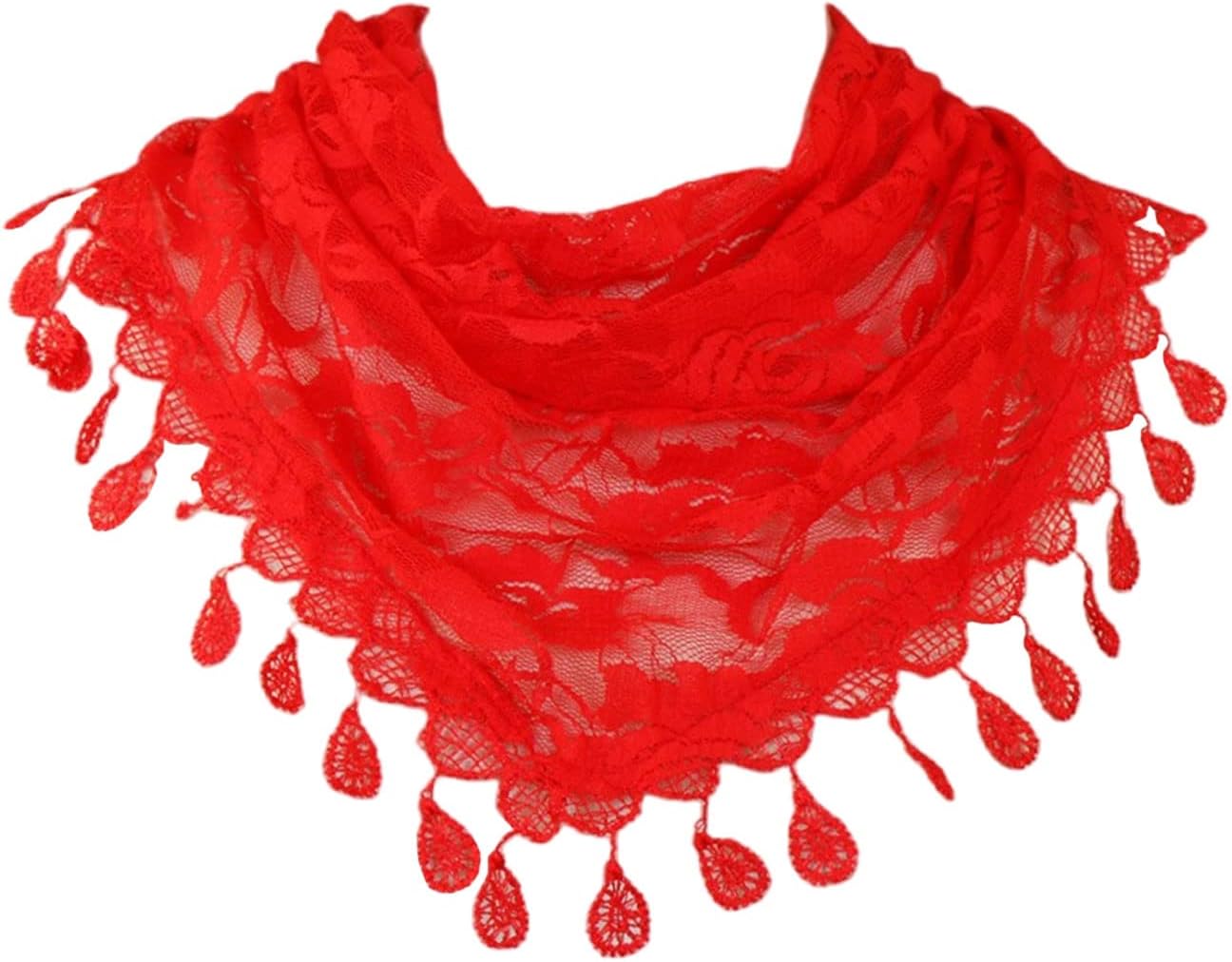 Scarfs for Women Ladies Elegant Lace Tassel Shawl Scarves Hair Wrap Triangle Scarf GBSJJ0001