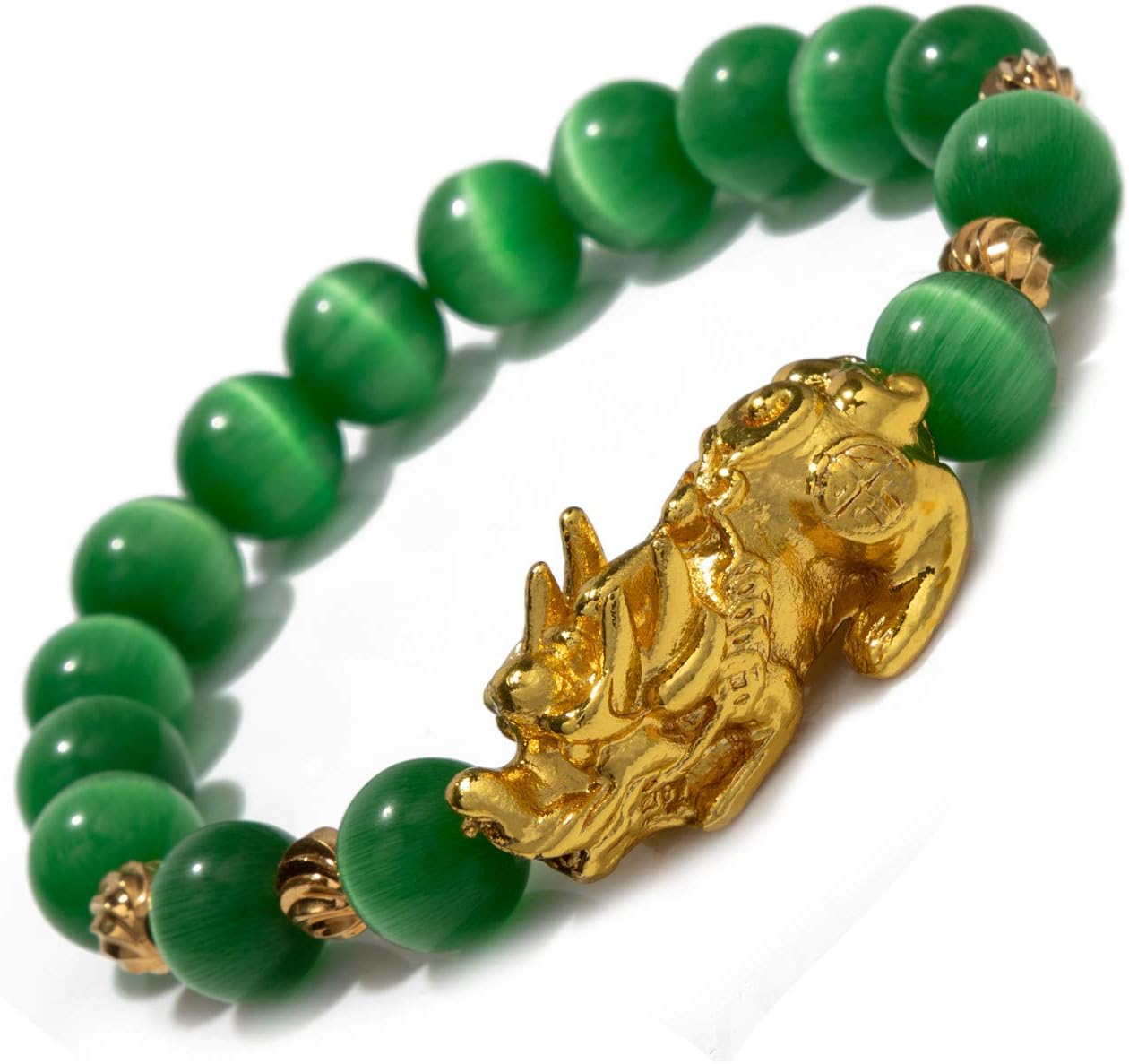 Prime Feng Shui Bracelet Natural Tiger Eye Bead Bracelet with Gold Plated Pi Xiu/Pi Yao Attract Wealth and Good Luck Amulet Gift