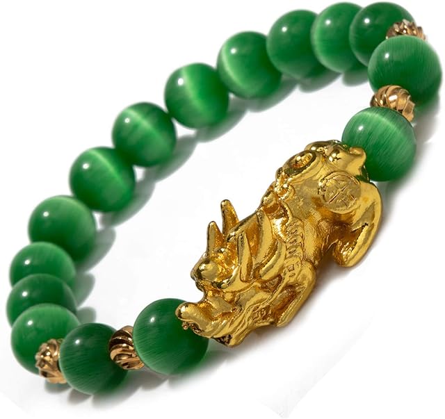 ZenBless Feng Shui Bracelet Natural Tiger Eye Bead Bracelet with Gold Plated Pi Xiu/Pi Yao Attract Wealth and Good Luck Amulet Gift