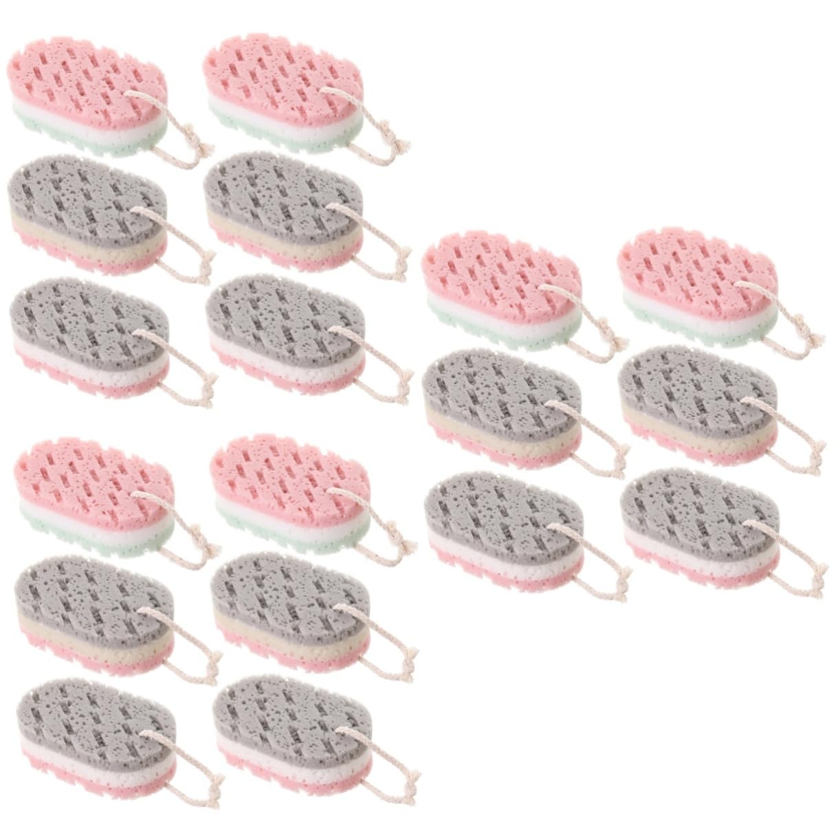 Healvian 3 Set Di Spugne Da Bagno Esfolianti Delicate Per Adulti Spugne Di Luffa Con Cordino Forniture Per Il Bagno Per Donne E Uomini 6 Pezzi*3