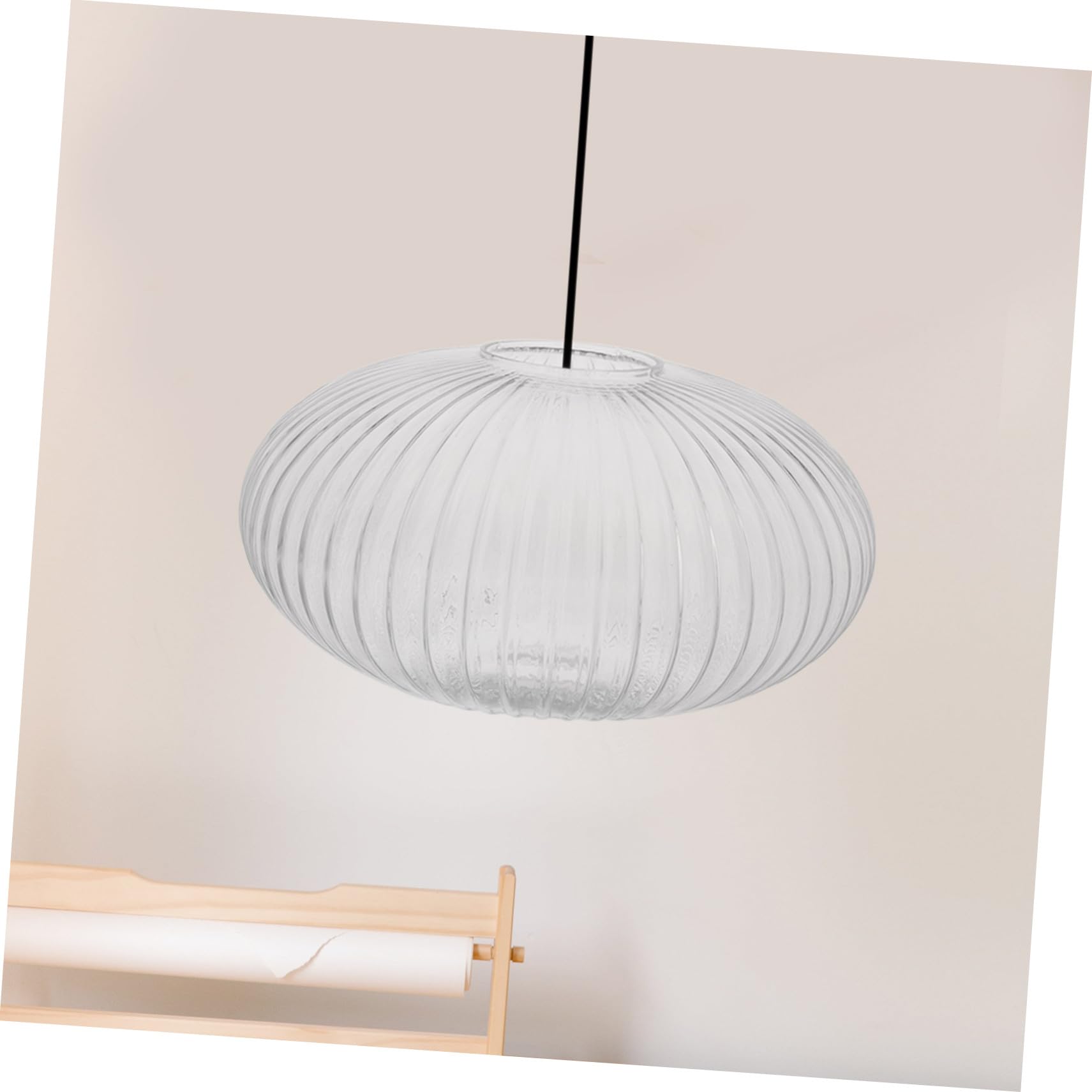 BESTYASH Pantalla de Lámpara Colgante Globo Redondo 300x170 Mm Vidrio Rayado Transparente Cubierta Iluminación Vidrio Resistente para Lámpara de Cristal Uso Interior Hogar Reemplazo