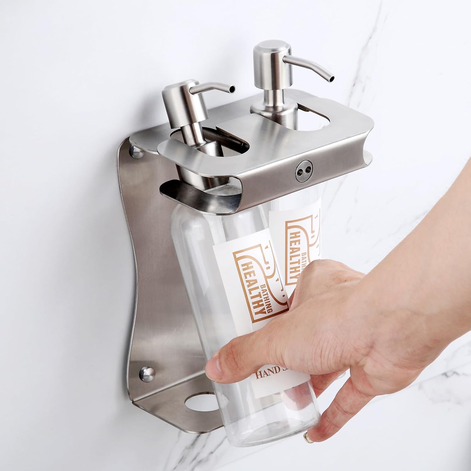 Shampoo, Conditioner, Shower Gel Dispenser 3 Room refillable Shampoo and Conditioner Pump Bottle Wall-Mounted Slot Shower soap Dispenser (KCLS002) - Image 3