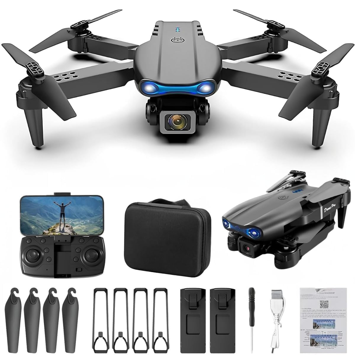 Drone with 4k Camera Foldable 1080P HD Drone with FPV Live Video, Smart Gestures Selfie, Altitude Hold, One Key Take Off/Landing, 3D Flips for Kids and Adults.-image-32