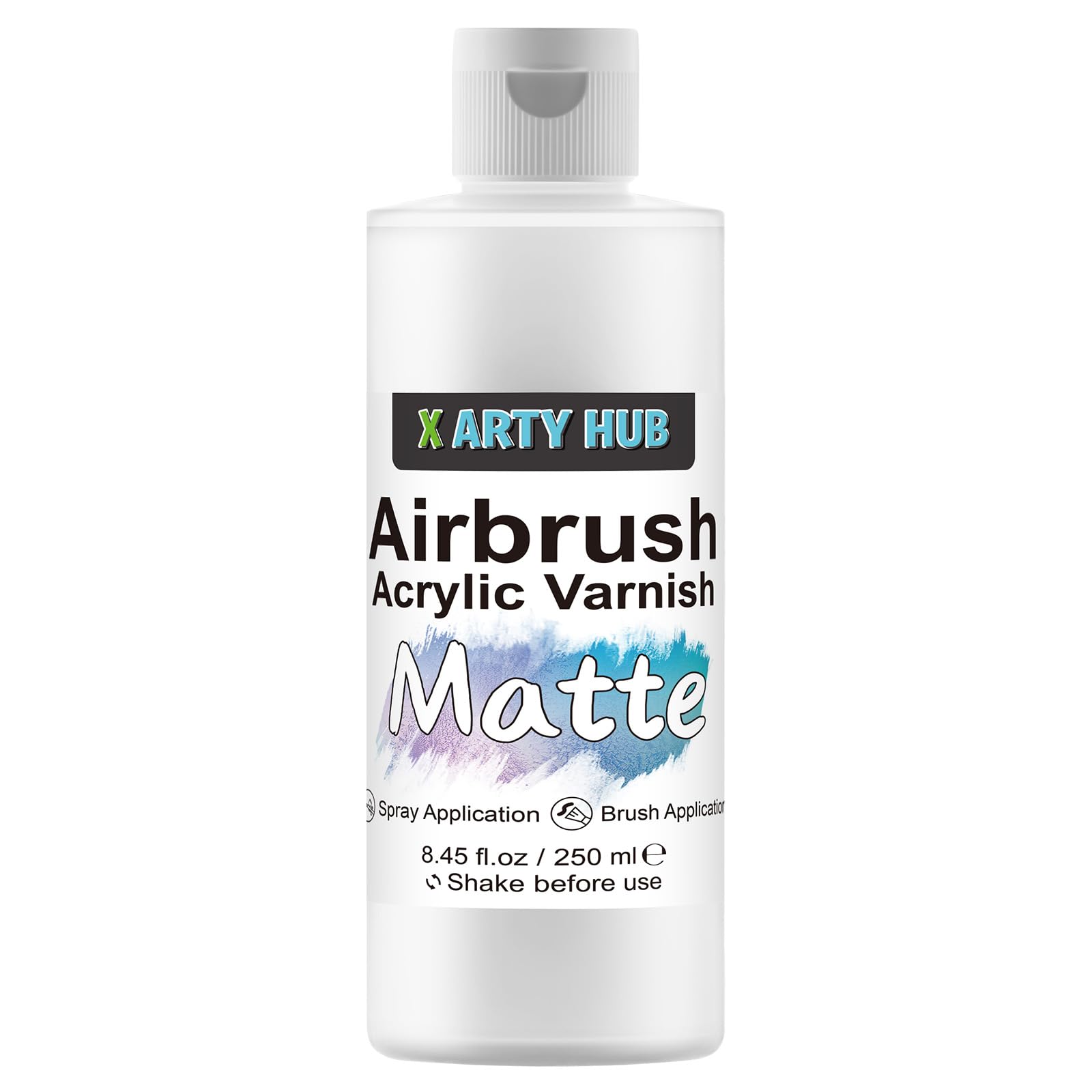 X ARTY HUB Acrylic Varnish Matte, 250 ml Brushable & Airbrushable Clear Coat, Anti-Yellowing/Fading/Cracking Acrylic Paint Sealer, Waterproof for Indoor & Outdoor Use