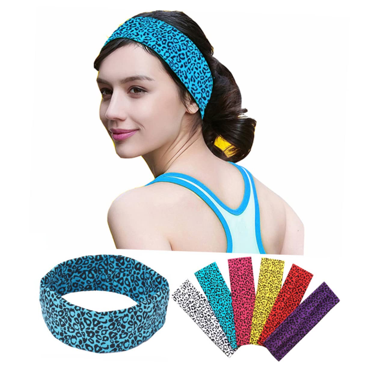 FRCOLOR 18 diademas elásticas elásticas para el pelo, bandas para el pelo, diademas para mujer, as de leopardo, as para el, as de leopardo, a, yoga, deporte,