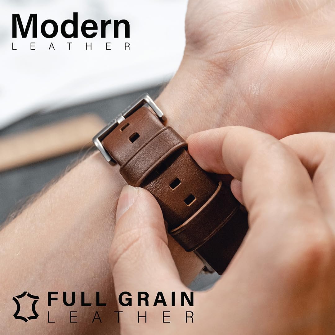 KORDIZ Modern Leather Band - Geniune Full-Grain Leather band compatible with Apple Watch band ULTRA 3 & ULTRA 2/1 [49mm] - Stylish and Durable Minimalist for Your Wrist - Rugged Patina