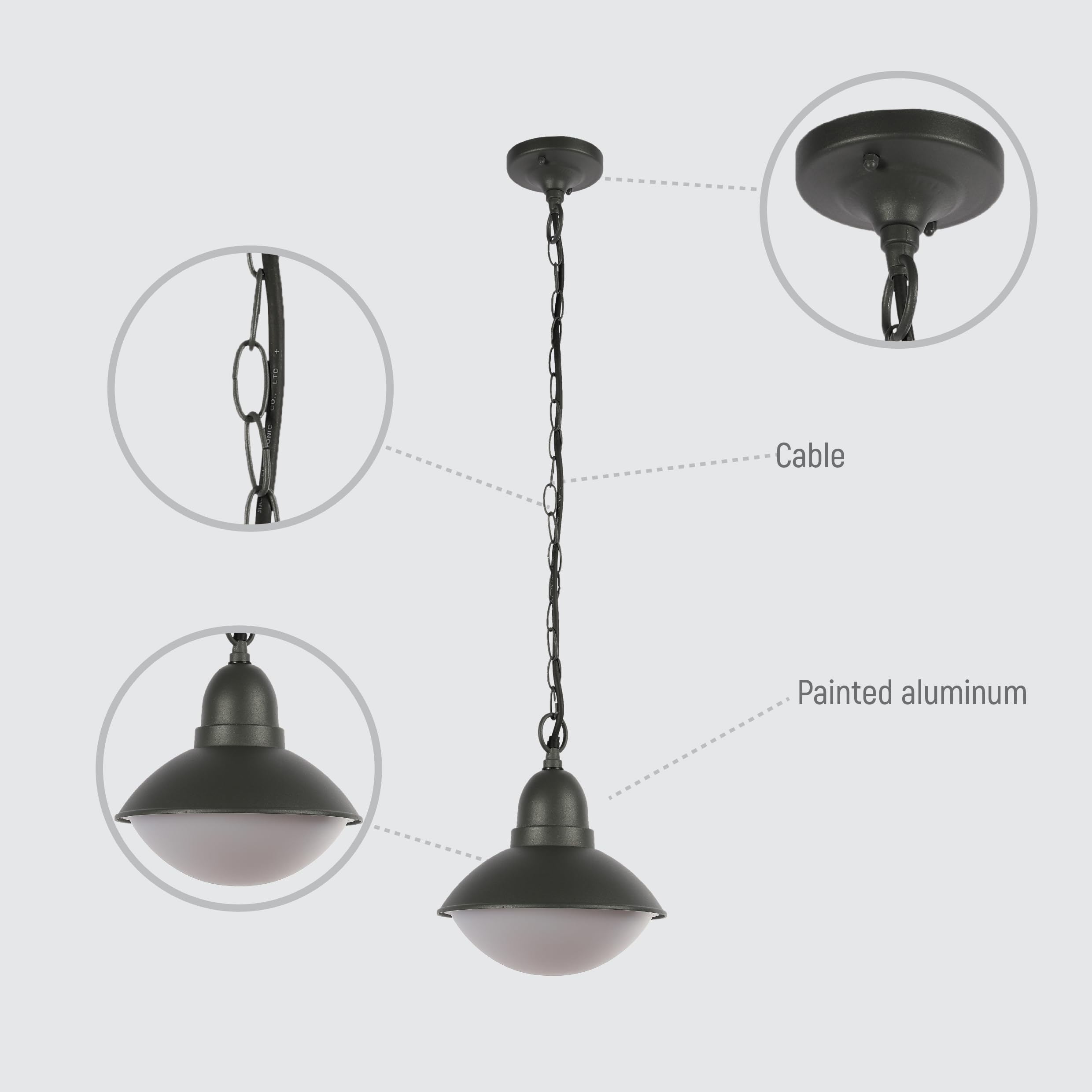TEKLED MyHome Norman Outdoor Pendant Lamp, Dark Grey - Image 2