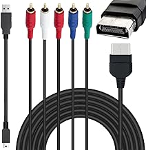 Xiatiaosann AV Audio Video Cable, AV Component Cable for Classic Original for Xbox RCA Audio Video HD Cable with USB-A to Mini USB Charging Cable