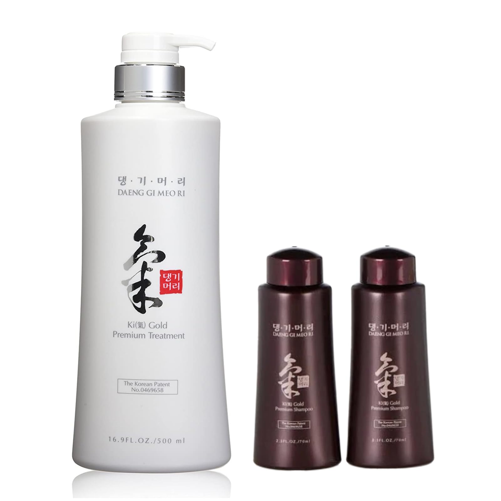 Daeng Gi Meo Ri- Ki Gold Premium Treatment, Effectively Moisture to Dry and Rough Hair, No Artificial Color 16.9 Fl Oz/ 500ml + 2.3 FL OZ/70ml Samples(2pcs)