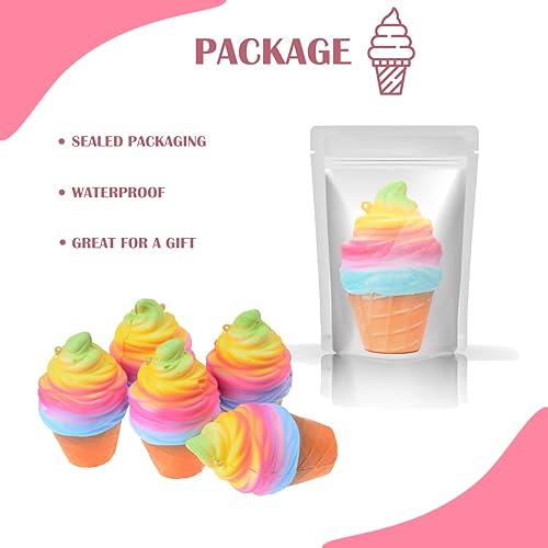 Miniatura 4 de Juguete para apretar de diseño de helado de arcoíris, de lento aumento, jumbo, con aroma de crema, Kawai, juguetes para niños y adultos, alivio del