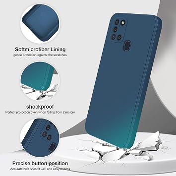giiyoon liquid silicone case compatible with samsung galaxy a21s all-round protection scratch-resistant soft microfiber lining blue