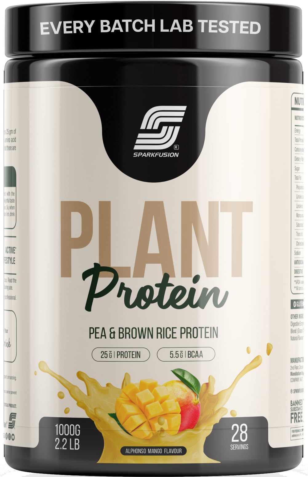 Sparkfusion Plant Protein Powder Isolated Pea & Brown Rice Protein | 25g Protein per Sachet | 5.5g BCAA | Vegan, Gluten Free & Sugar Free | Alphonso Mango Flavour | Pack of 10 Sachets — Amazon image 10