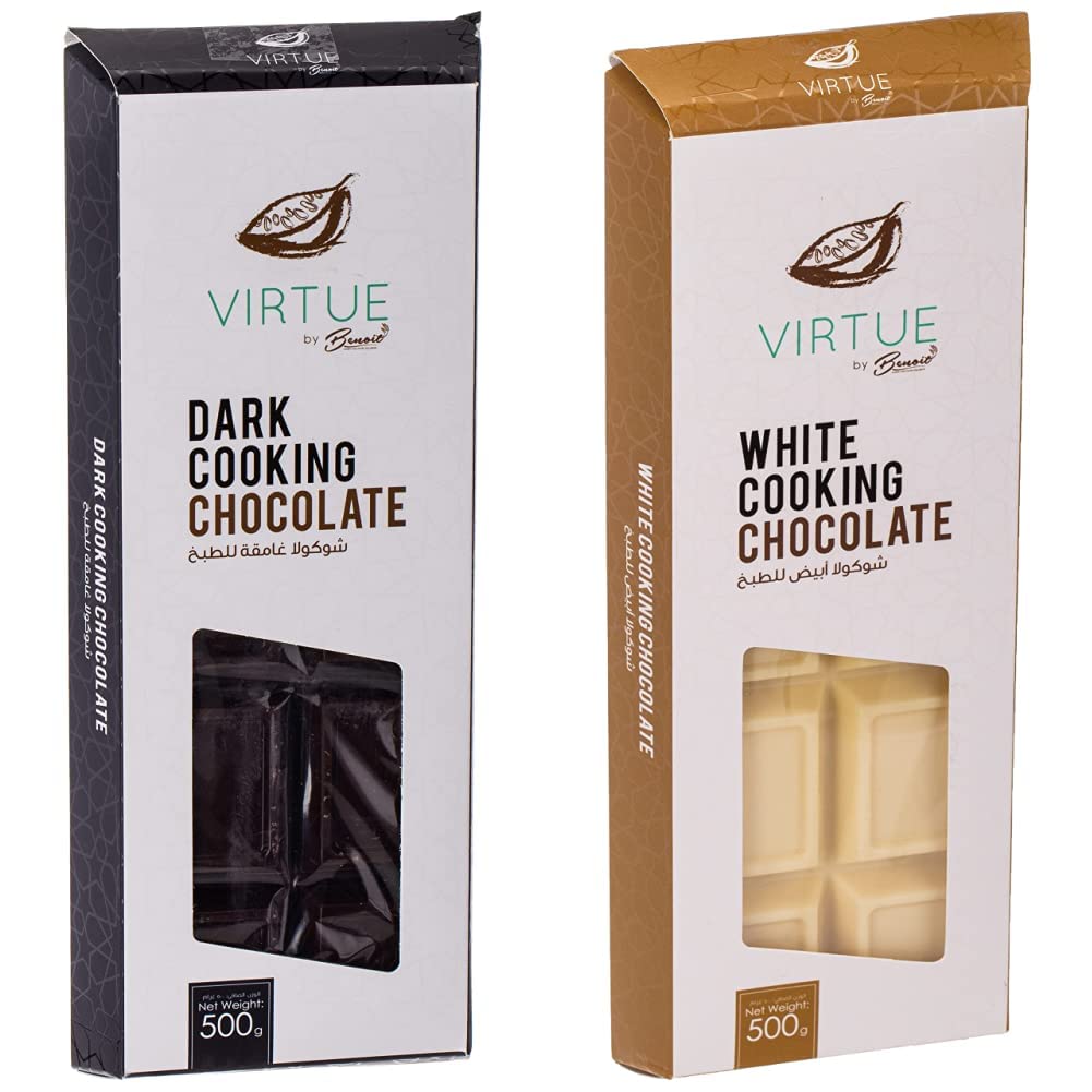 Dark Compound Chocolate Block/Bar 500g, Bakery Ingredients for Chocolates, Smoothies, Ice Creams, Cookies, Biscuits and Cakes & White 500G