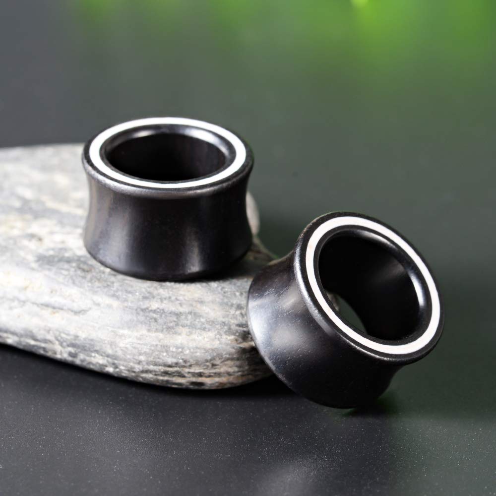 COOEAR 2 Paar Holzohrmessgeräte Ösenohr-Tunnel Elegante Stecker Muschel Kreis Stil Ohrringe Bahre.