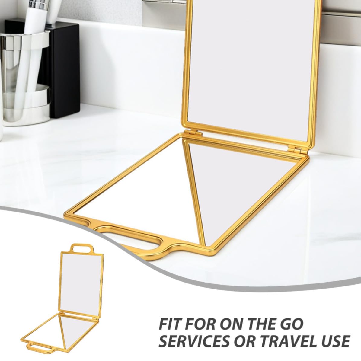 Specchio Pieghevole Doppia Faccia Oro con Superficie Specchio di Precisione e Design Leggero, per Personale da Viaggio