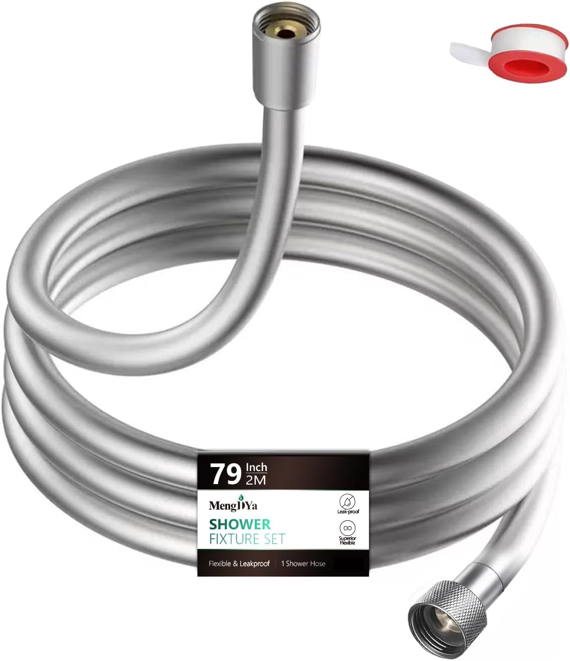 Shower Hose Extra Long,Explosion Proof Anti Winding Showerhead Hose,Used In Showerheads Spray Bidet Bathing Toilet Cleaning Flexible RV Shower Hoses Replacement (Silver, 79 In)