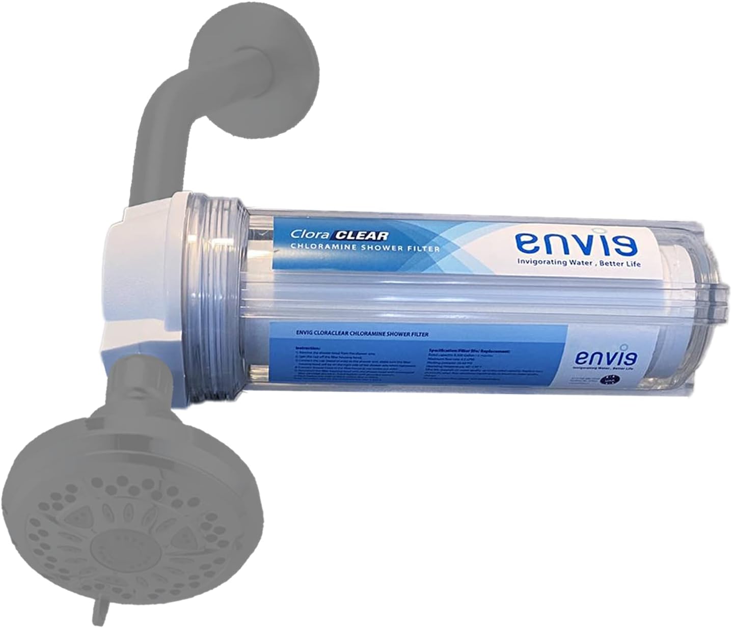 Envig CloraClear Chloramine & Hydrogen Sulfide Shower Filter, Reduce Dry Itchy Skin, Hair Loss, Dandruff, Eczema, Psoriasis, and Asthma, Improve Skin Hair Respiratory Condition