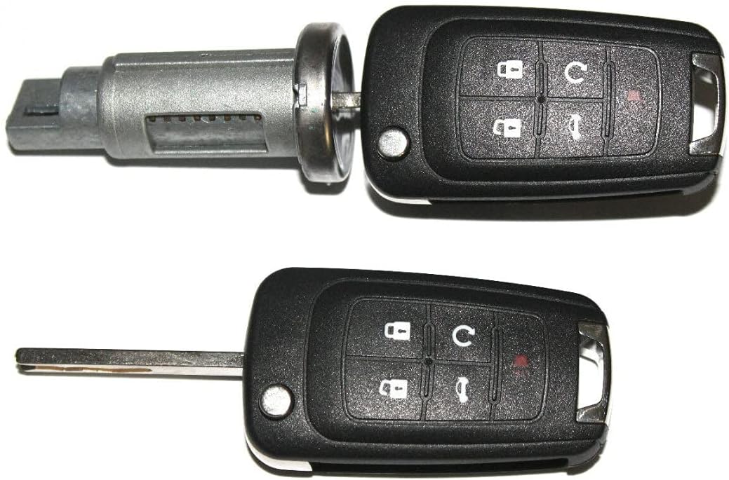 New For Select GM Vehicle Ignition Lock Cylinder Switch W/2 Flip Remote Keys 5912545 5 Buttons 13504199