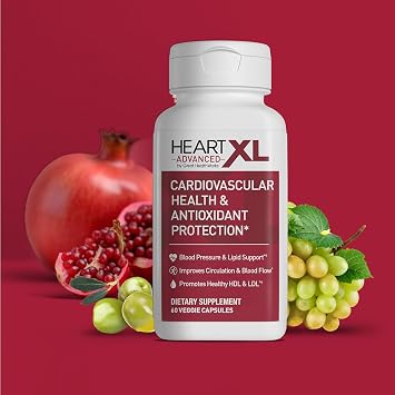 HeartXL Advanced - Heart Health Supplement - Three clinically Studied Mediterranean antioxidant extracts - Supports Blood Pressure, Cholesterol and Circulatory Health (60 Capsules)