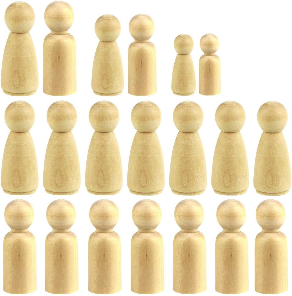 UPlama 60 PCS Unfinished Wooden Doll Bodies, Wooden Peg Dolls, Angel Peg Dolls, Unfinished Wooden Figures for DIY Painting, Decoration