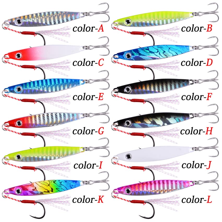 12pcs esche da pesca in metallo Jig 7g 12g 17g 22g 30g 40g maschere pesca in mare cucchiaio esca affondamento esca Jigging Vibe lama for luccio spigola