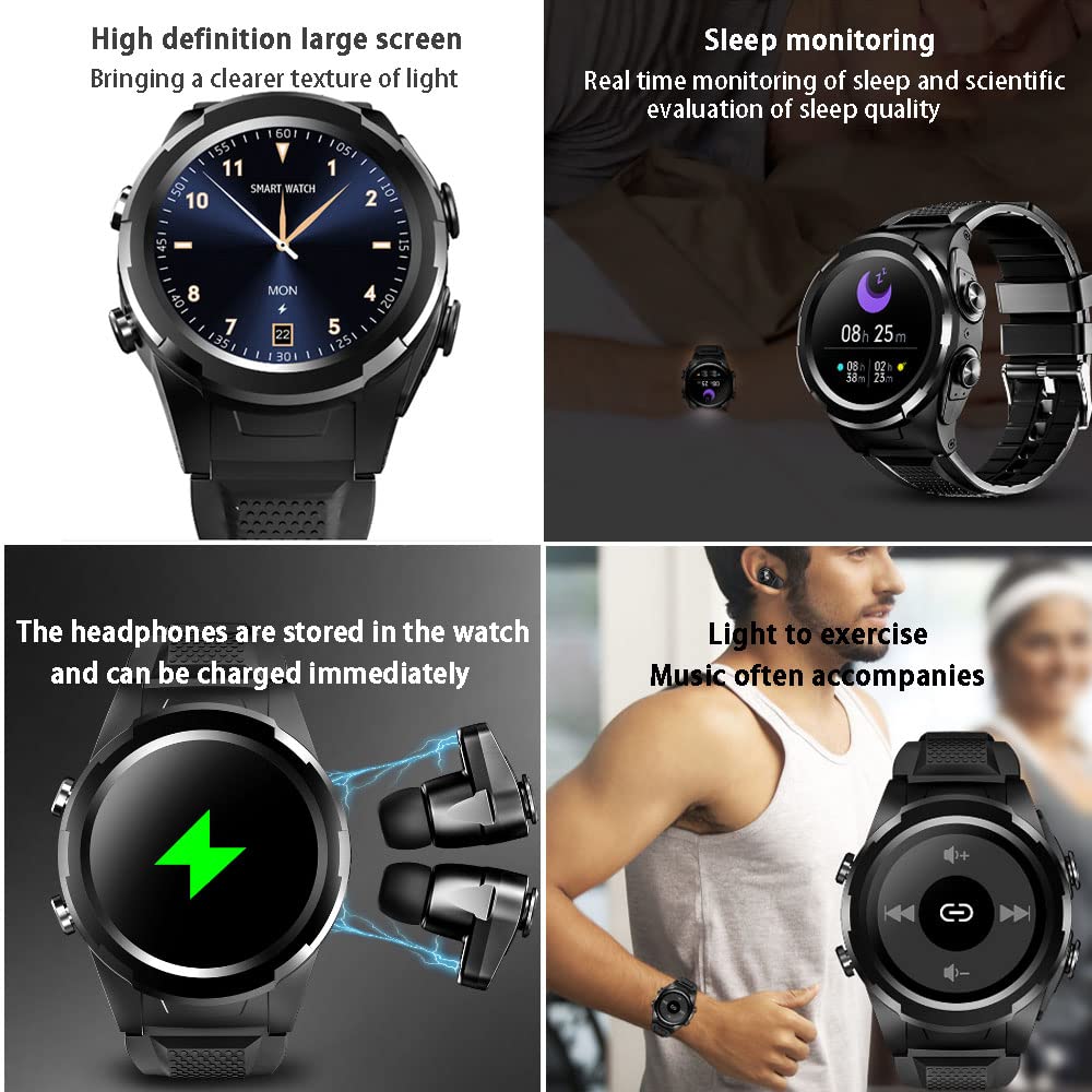 Smartwatch fitness, kolorowy ekran IPS 1,28", kompatybilny z telefonami z systemem Android i iOS, z funkcją monitorowania tętna i tlenu we krwi, wieloma trybami ćwiczeń