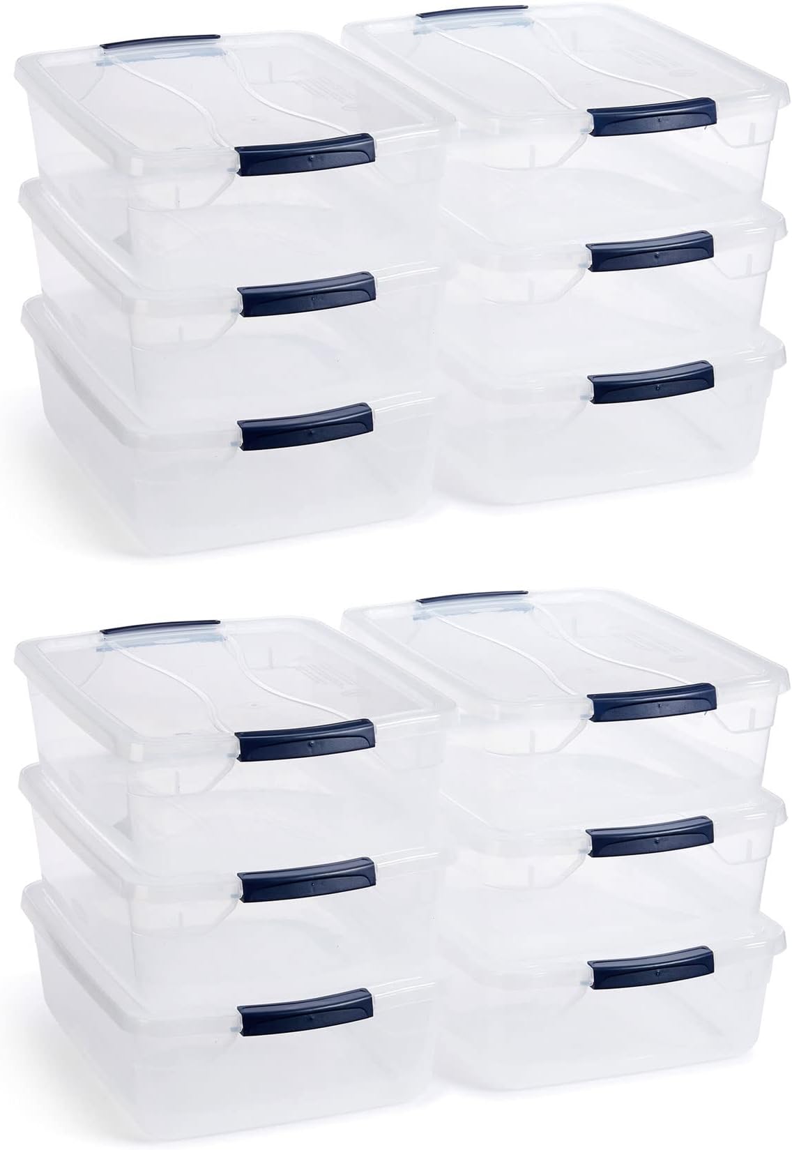 Latching Plastic Storage Tote, 12 Pack