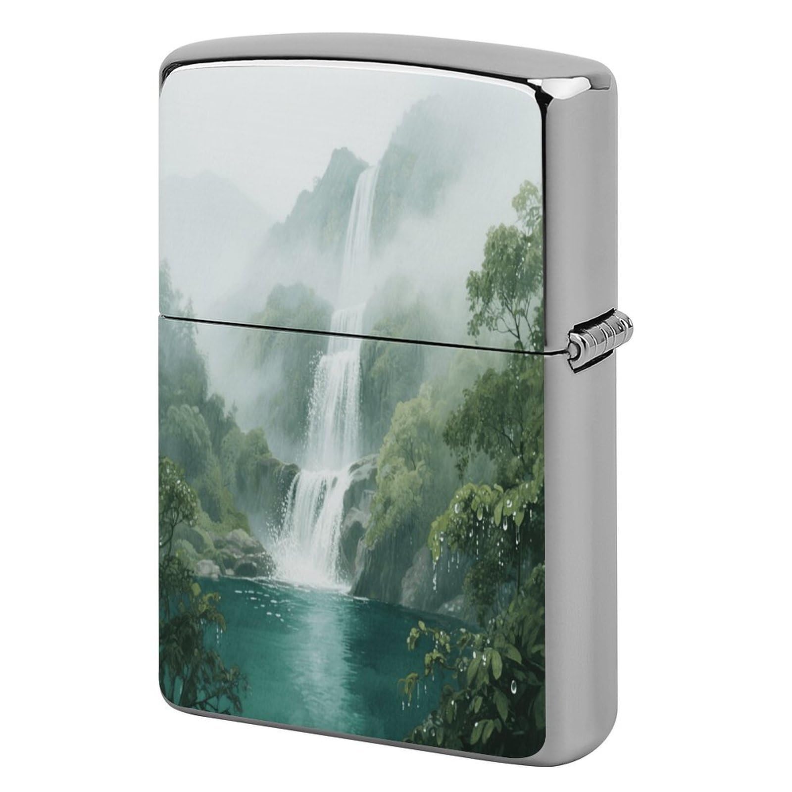 Fekiloot Style Mountain Waterfall Lighter Case Cover Metal Lighter Case
