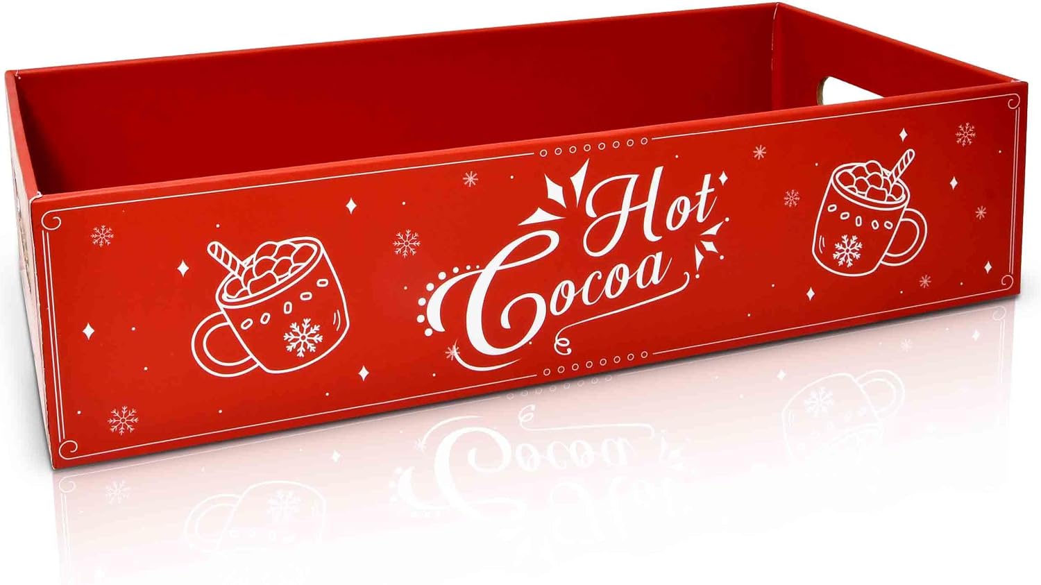 Hot Cocoa Storage Box Chocolate Bar Christmas Decor Storage Caddy Xmas Red