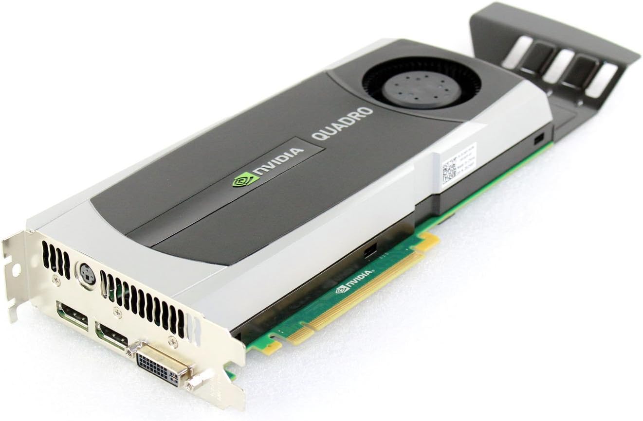HP 616078-001 NVIDIA Quadro 6000 PCIe graphics card - With 6.0GB GDDR5 GPU memory, max resolution 2560x1600, max power consumption 204Watt, one Dual Link DVI-I and two DisplayPorts connections