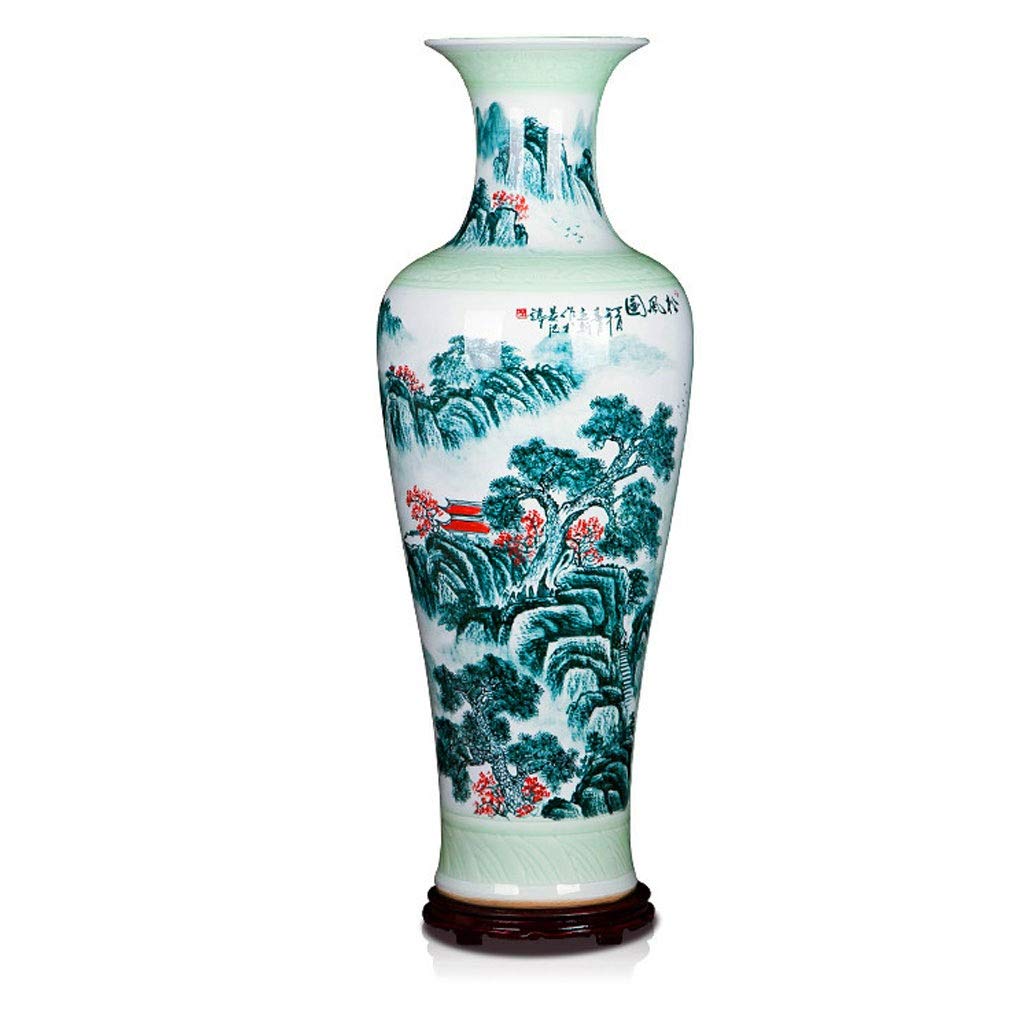 Vase de sol de salon en porcelaine bleue et blanche pour décoration intérieure