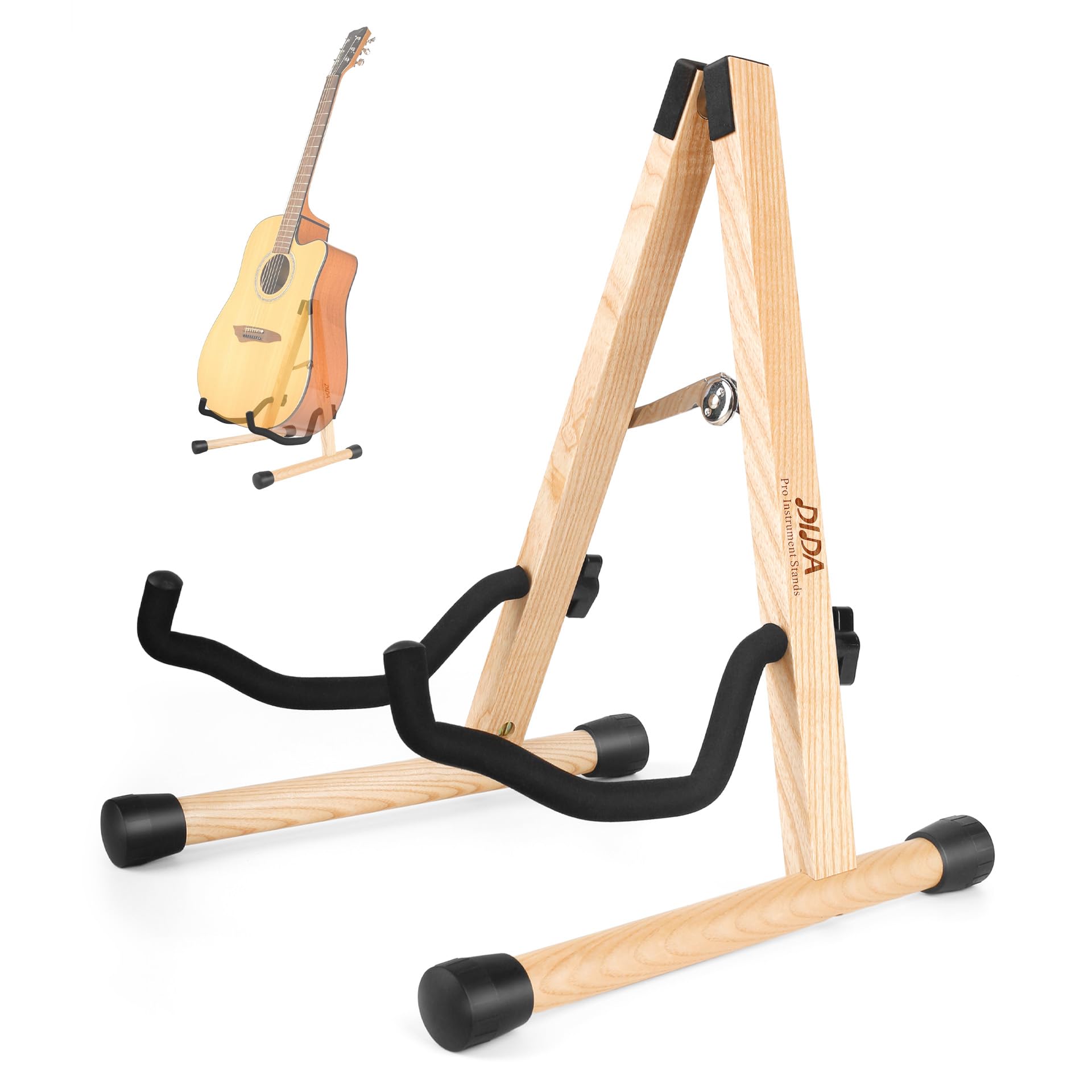 DIDA Guitar Stand, Wooden A-Frame Stands for Acoustic Guitar, Violin, Ukulele, Electric Guitar, Bass, and Cello with Non-Slip Padding for Home and Travel (Ash Wood, Acoustic Guitar)