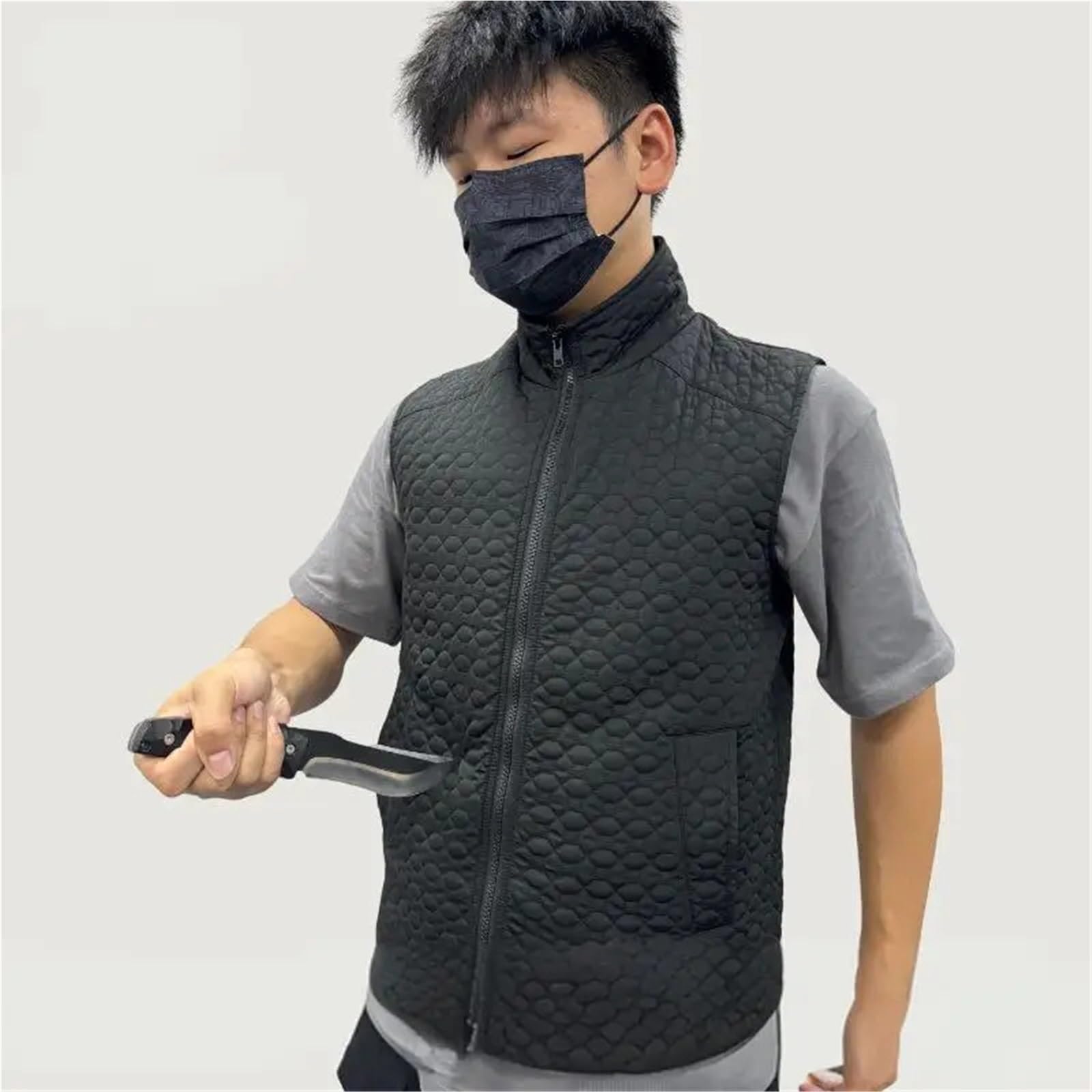 Schnittschutzhandschuhe, Selbsterteidigungsweste der Stufe 5: Stich- und spitzenfest, schnitt- schlitzbeständig, flexibel, leicht, erdeckt tragbar(L175-180cm/70-80kg)