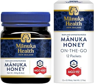Manuka Health Bundle, UMF 13+/ MGO 400+ Manuka Honey (8.8oz Jar) and UMF 6+/MGO 115+ On-The-Go Packets (12 Count), Superfood, Authentic Raw Honey from New Zealand