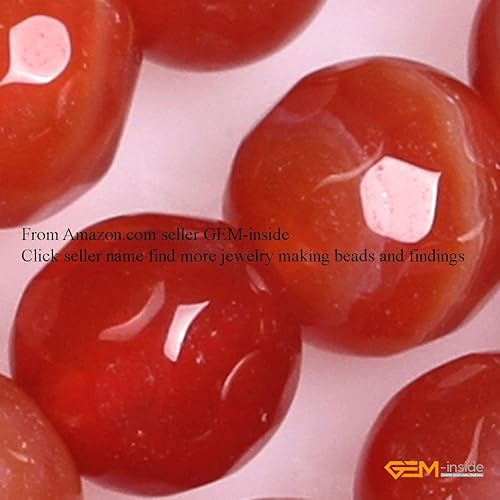 Miniatura 3 de GEM-Inside - Cuentas de ágata facetada de ónix facetado natural de 0.236 pulgadas (0.236 in), piedra de cornalina roja, cuentas de energía para